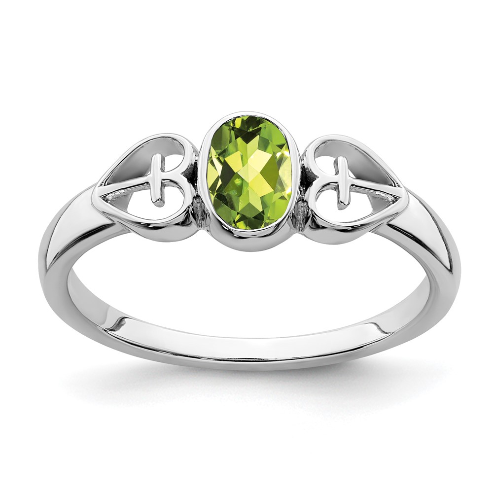 Sterling Silver Rhodium-plated Peridot Ring (RM7412-PE-SS-6)