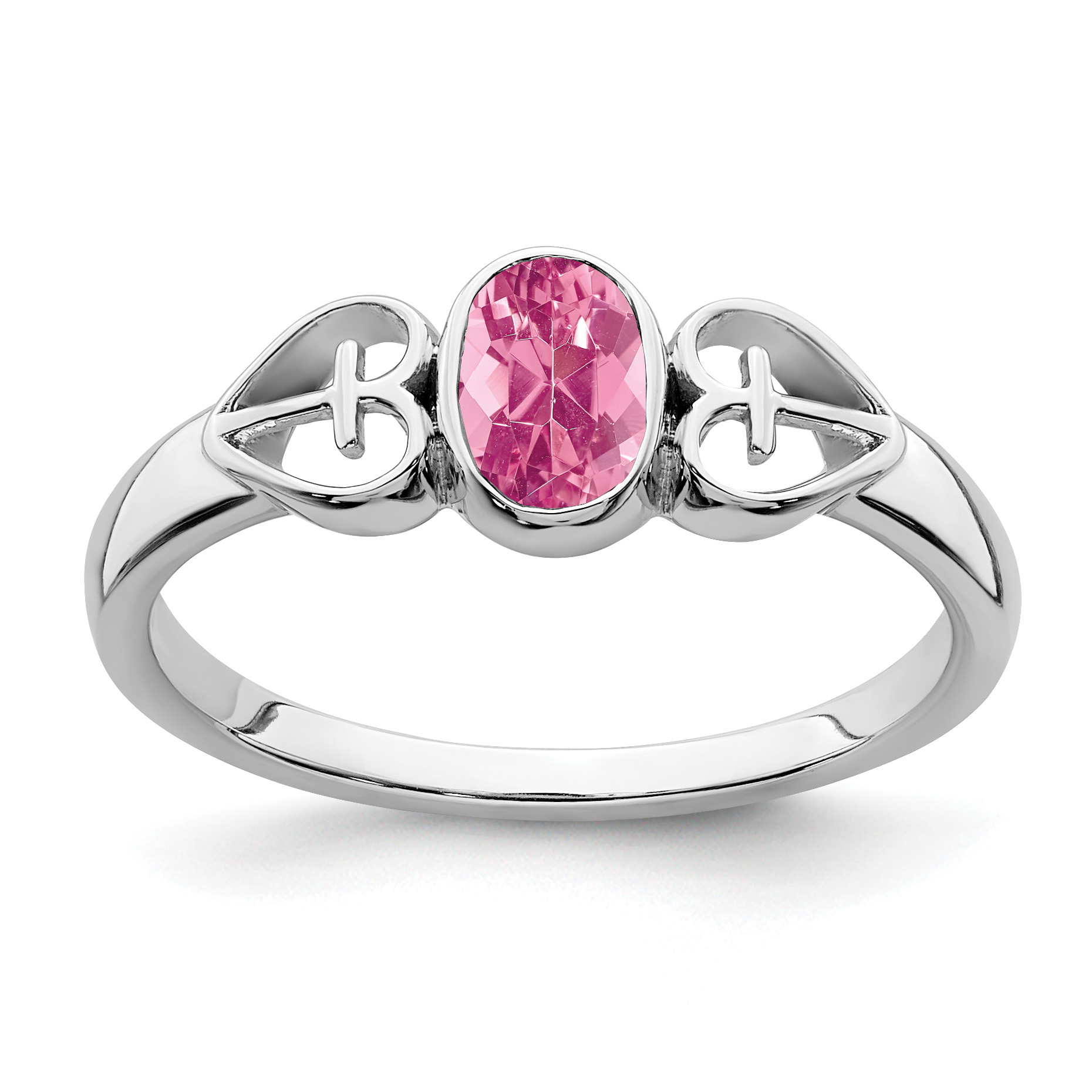 Sterling Silver Rhodium-plated Pink Tourmaline Ring (RM7412-PT-SS-7)