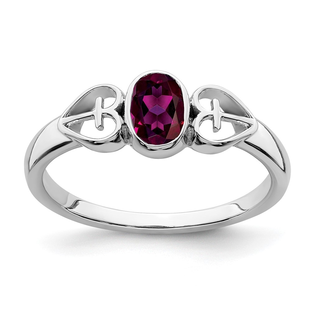 Sterling Silver Rhodium-plated Rhodolite Garnet Ring (RM7412-RG-SS-8)