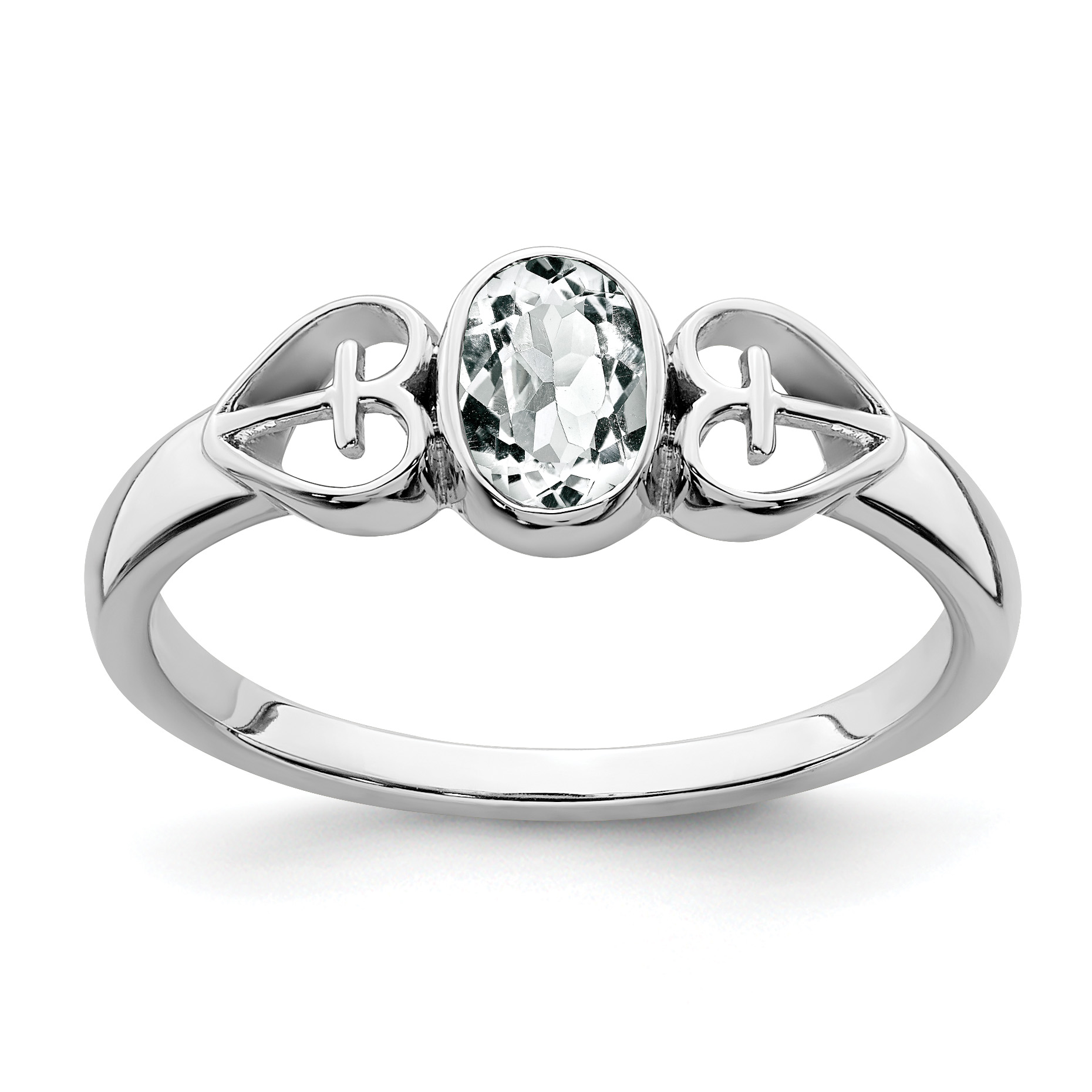 Sterling Silver Rhodium-plated White Topaz Ring (RM7412-WT-SS-7)