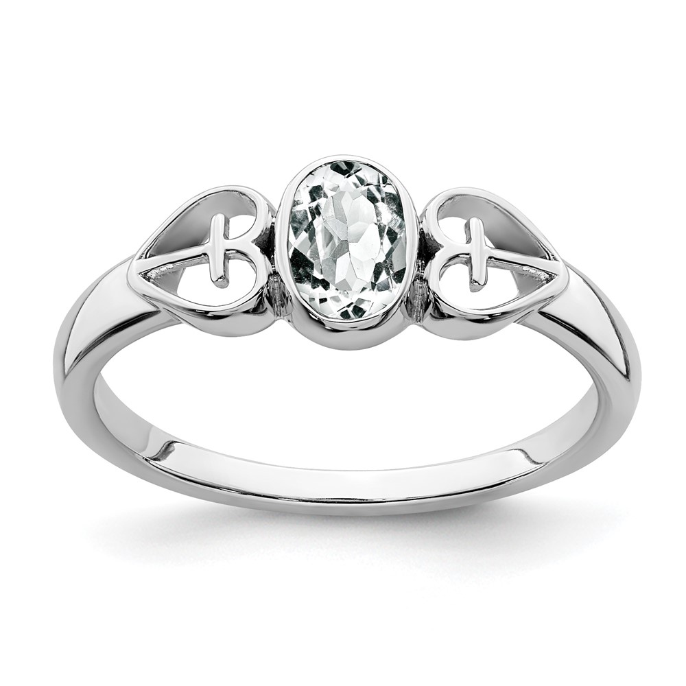Sterling Silver Rhodium-plated White Topaz Ring (RM7412-WT-SS-7)