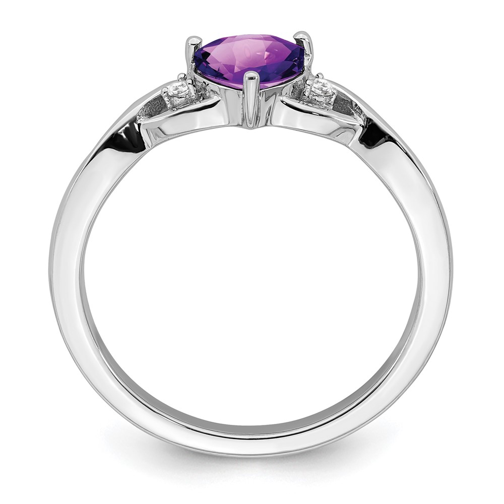 Sterling Silver Rhodium-plated Amethyst and Diamond Ring (RM7413-AM-002-SSA-6)