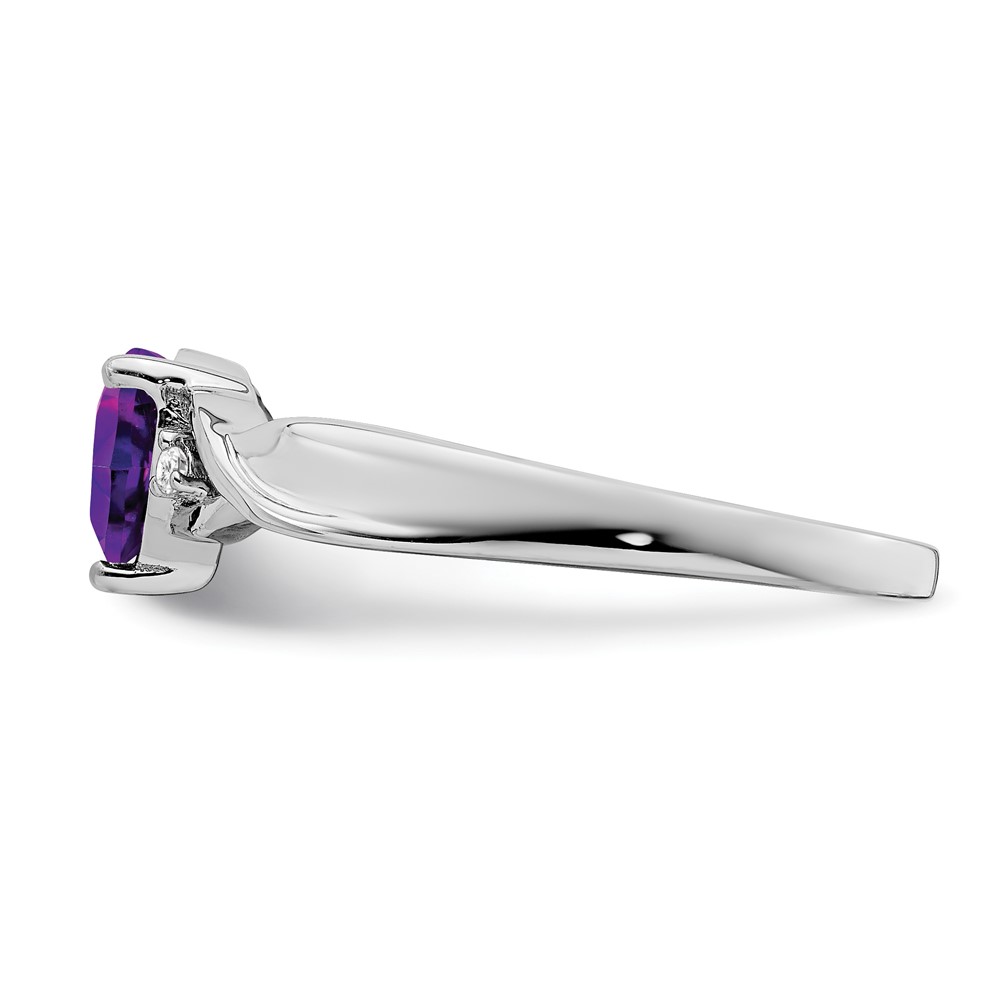 Sterling Silver Rhodium-plated Amethyst and Diamond Ring (RM7413-AM-002-SSA-6)