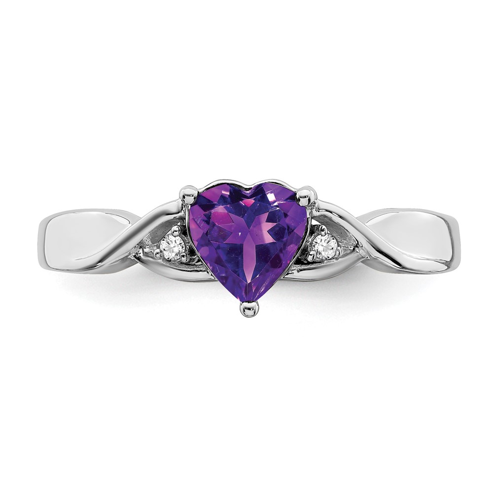Sterling Silver Rhodium-plated Amethyst and Diamond Ring (RM7413-AM-002-SSA-6)