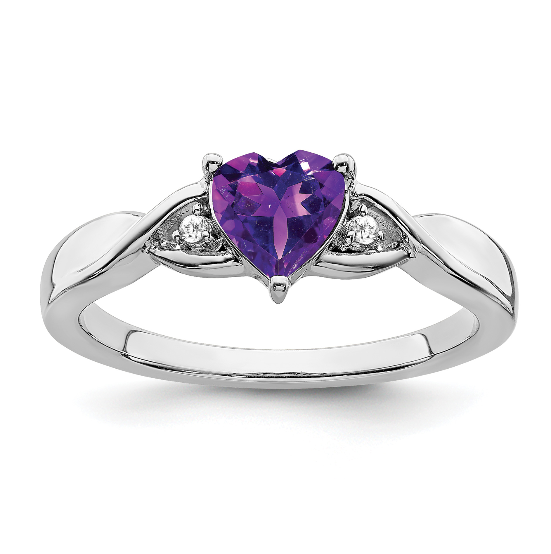 Sterling Silver Rhodium-plated Amethyst and Diamond Ring (RM7413-AM-002-SSA-6)