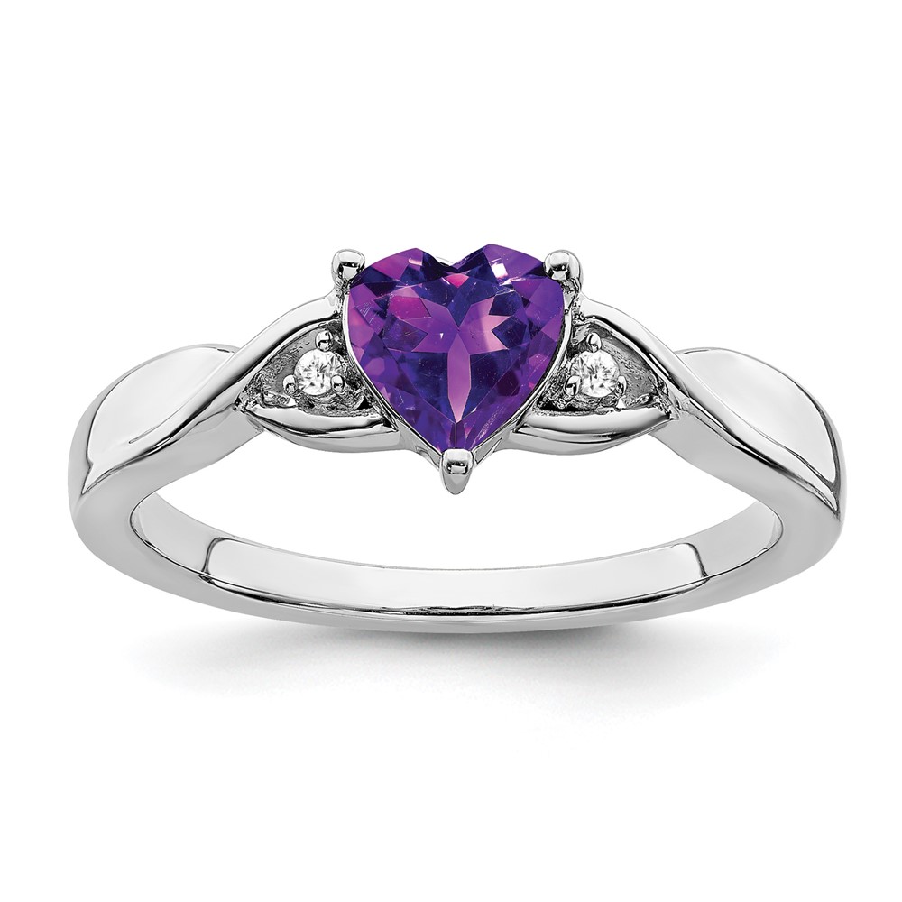 Sterling Silver Rhodium-plated Amethyst and Diamond Ring (RM7413-AM-002-SSA-6)