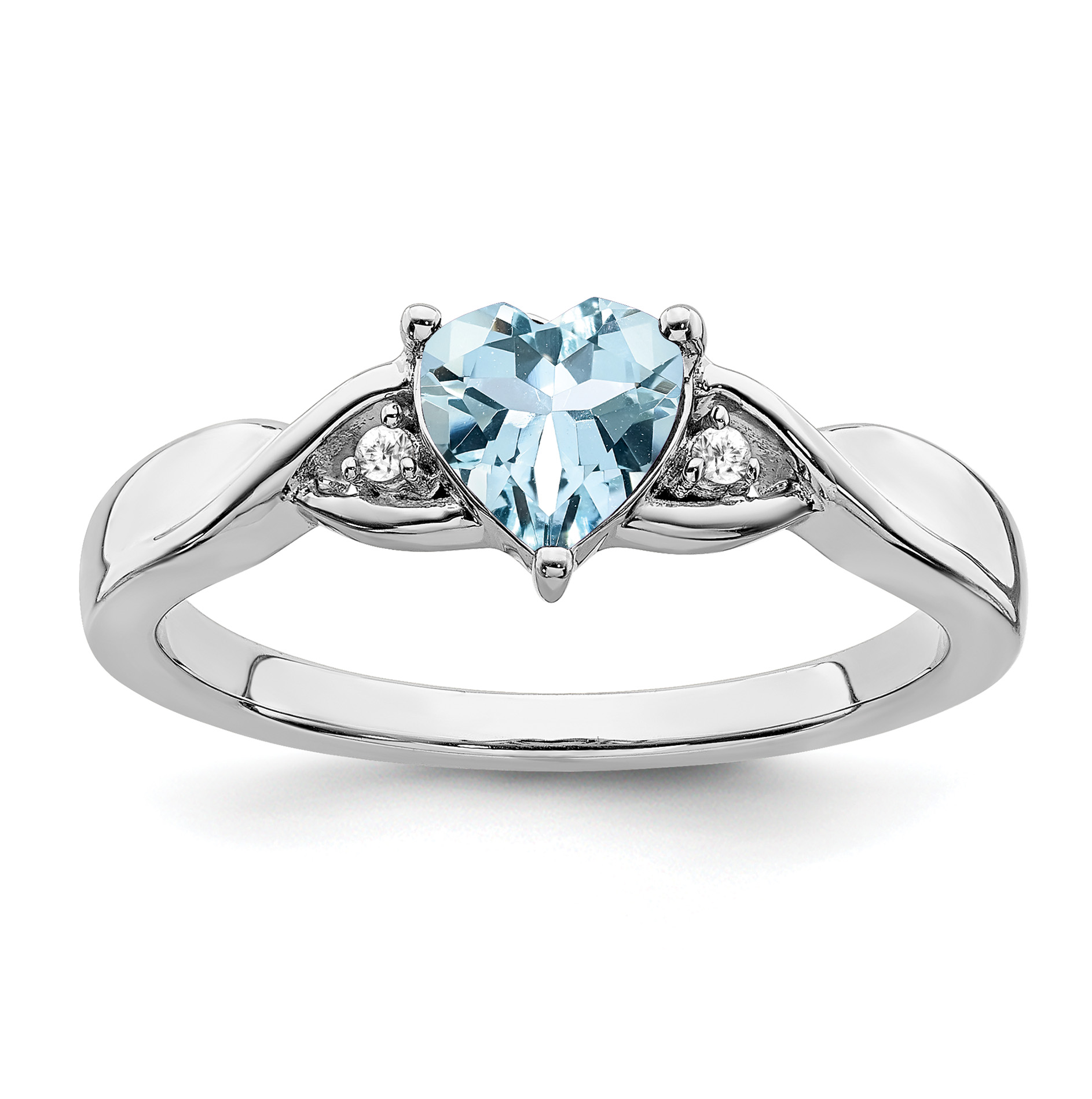 Sterling Silver Rhodium-plated Aquamarine and Diamond Ring (RM7413-AQ-002-SSA-6)