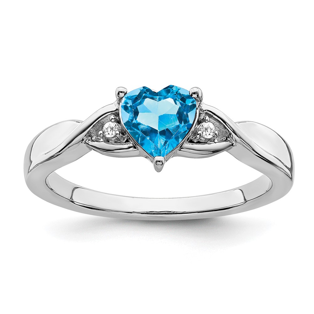 Sterling Silver Rhodium-plated Blue Topaz and Diamond Ring (RM7413-BT-002-SSA-8)