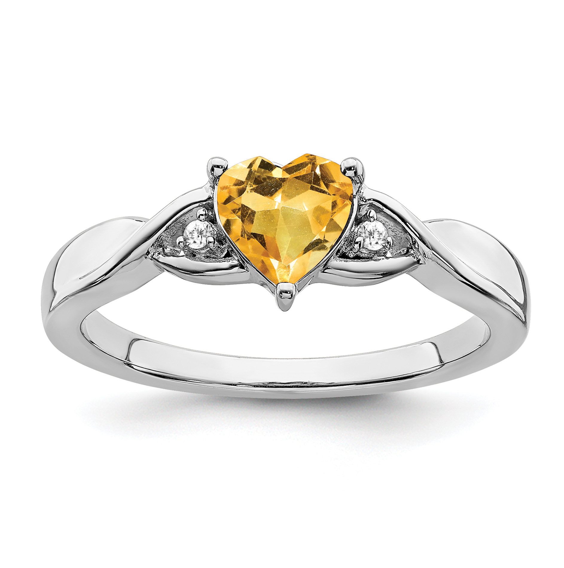 Sterling Silver Rhodium-plated Citrine and Diamond Ring (RM7413-CI-002-SSA-7)