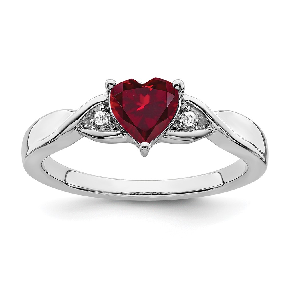 Sterling Silver Rhodium-plated Created Ruby and Diamond Ring (RM7413-CRU-002-SSA-6)