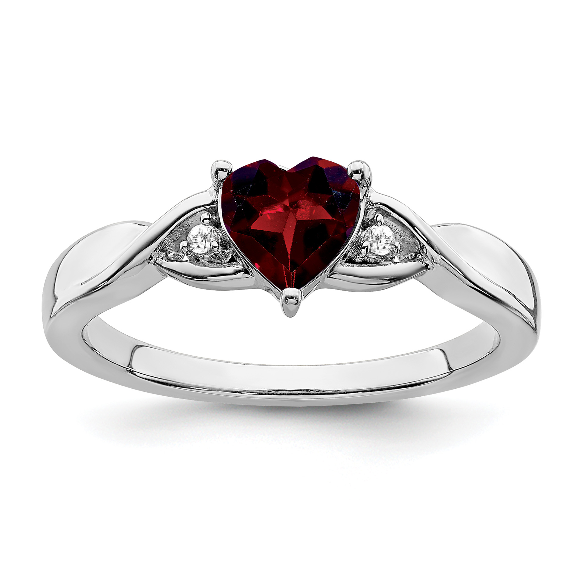 Sterling Silver Rhodium-plated Garnet and Diamond Ring (RM7413-GA-002-SSA-6)