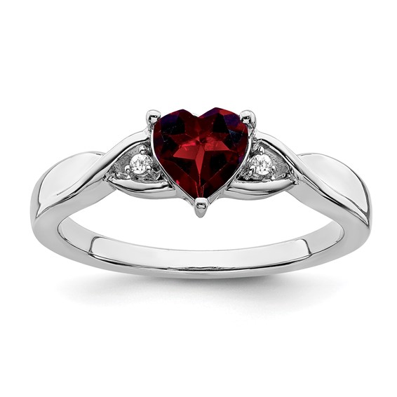 Sterling Silver Gemstone and Diamond Ring