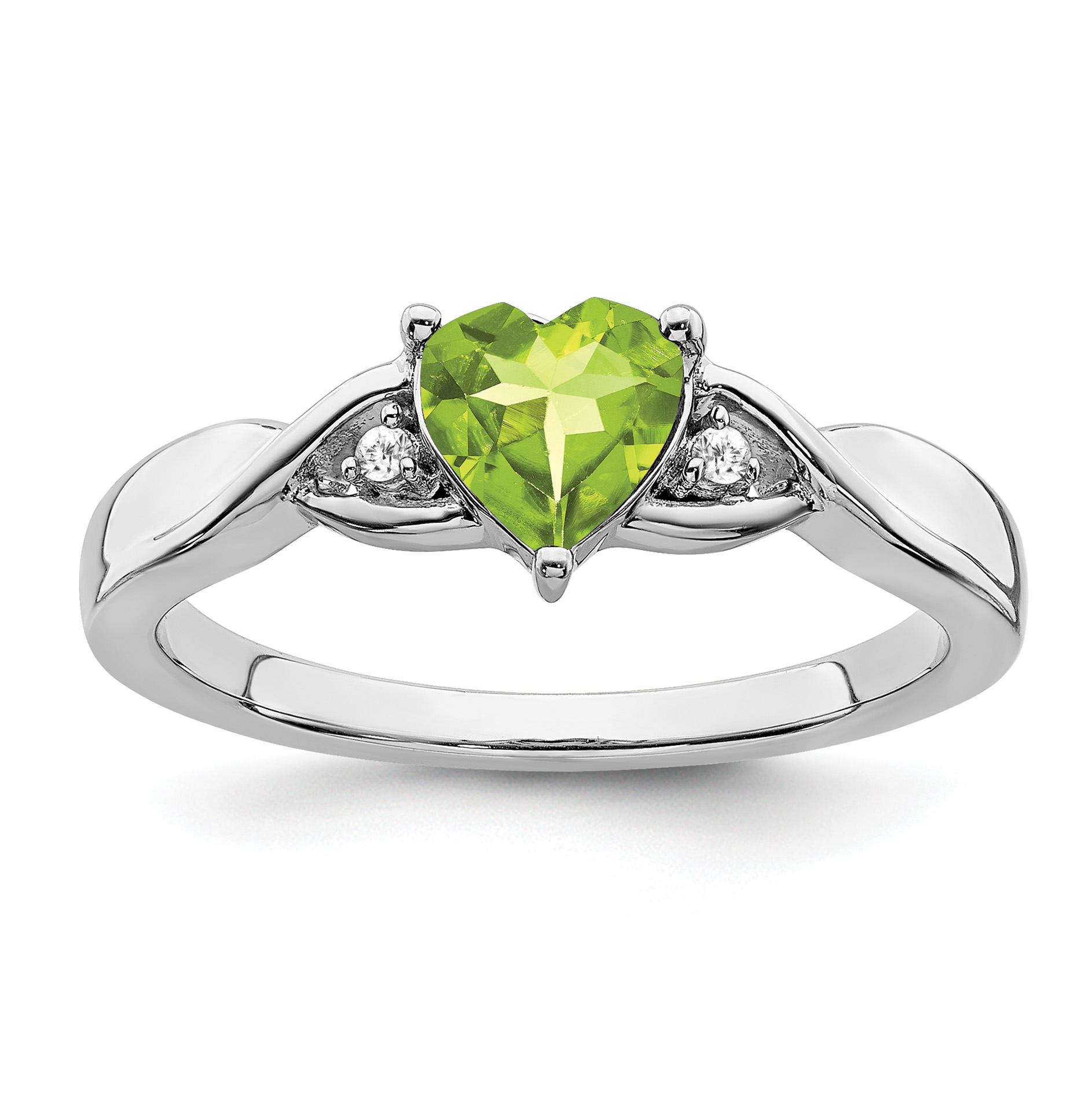 Sterling Silver Rhodium-plated Peridot and Diamond Ring (RM7413-PE-002-SSA-8)