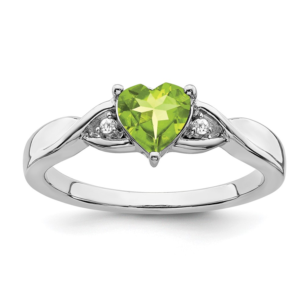 Sterling Silver Rhodium-plated Peridot and Diamond Ring (RM7413-PE-002-SSA-8)