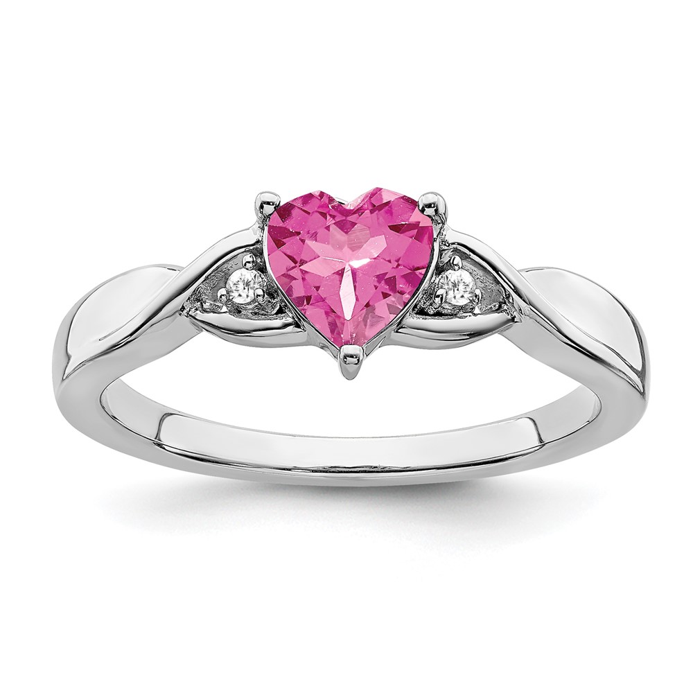 Sterling Silver Rhodium-plated Pink Tourmaline and Diamond Ring (RM7413-PT-002-SSA-6)