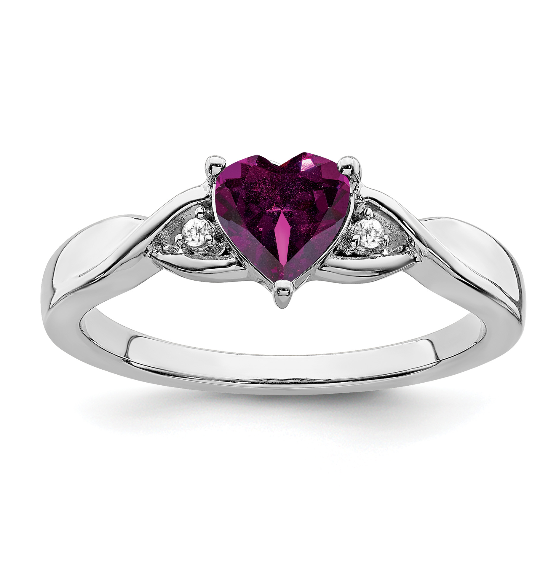 Sterling Silver Rhodium-plated Rhodolite Garnet and Diamond Ring (RM7413-RG-002-SSA-7)