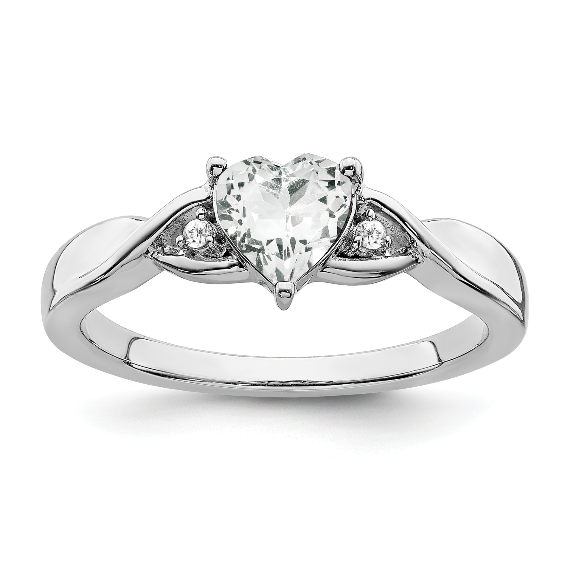 Sterling Silver Rhodium-plated White Topaz and Diamond Ring (RM7413-WT-002-SSA-7)