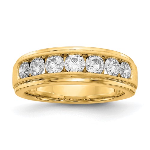 IBGoodman 10K Yellow Gold 1.50 Carat Lab Grown Diamond VS SI+ G+ Seven Stone Complete Men's Ring