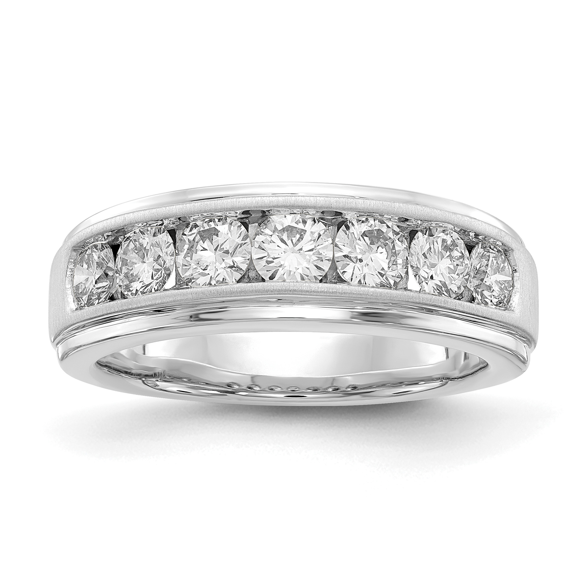 IBGoodman 10k White Gold 1 1/2 carat Lab Grown Diamond VS/SI+ G+ Seven Stone Complete Men's Ring (RM7437-150-0WLG)