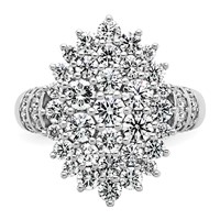 14K White Gold 2.62 Carat Lab Grown Diamond VS SI+ G+ Complete Cluster Fashion Ring view 5