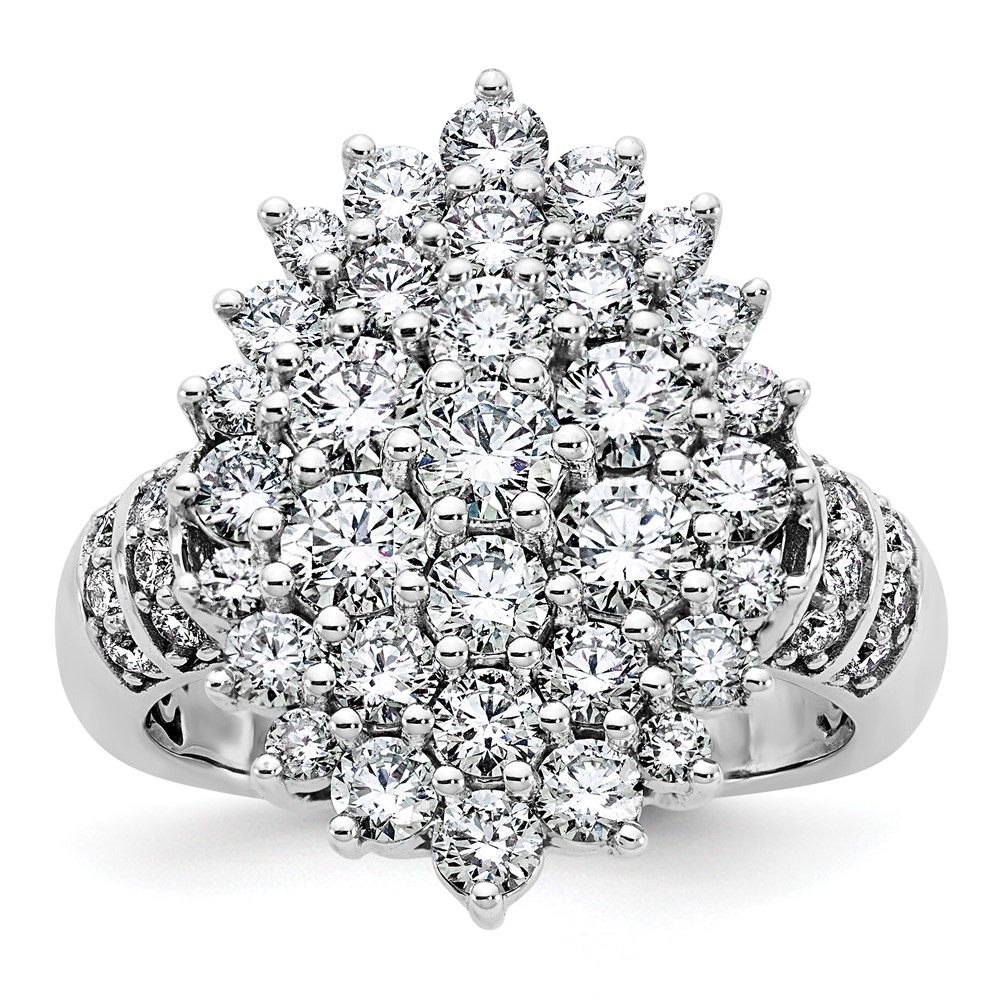 14K White Gold 2.62 Carat Lab Grown Diamond VS SI+ G+ Complete Cluster Fashion Ring