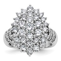 14K White Gold 2.62 Carat Lab Grown Diamond VS SI+ G+ Complete Cluster Fashion Ring view 1