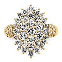 14K Yellow Gold 2.62 Carat Lab Grown Diamond VS SI+ G+ Complete Cluster Fashion Ring view 4