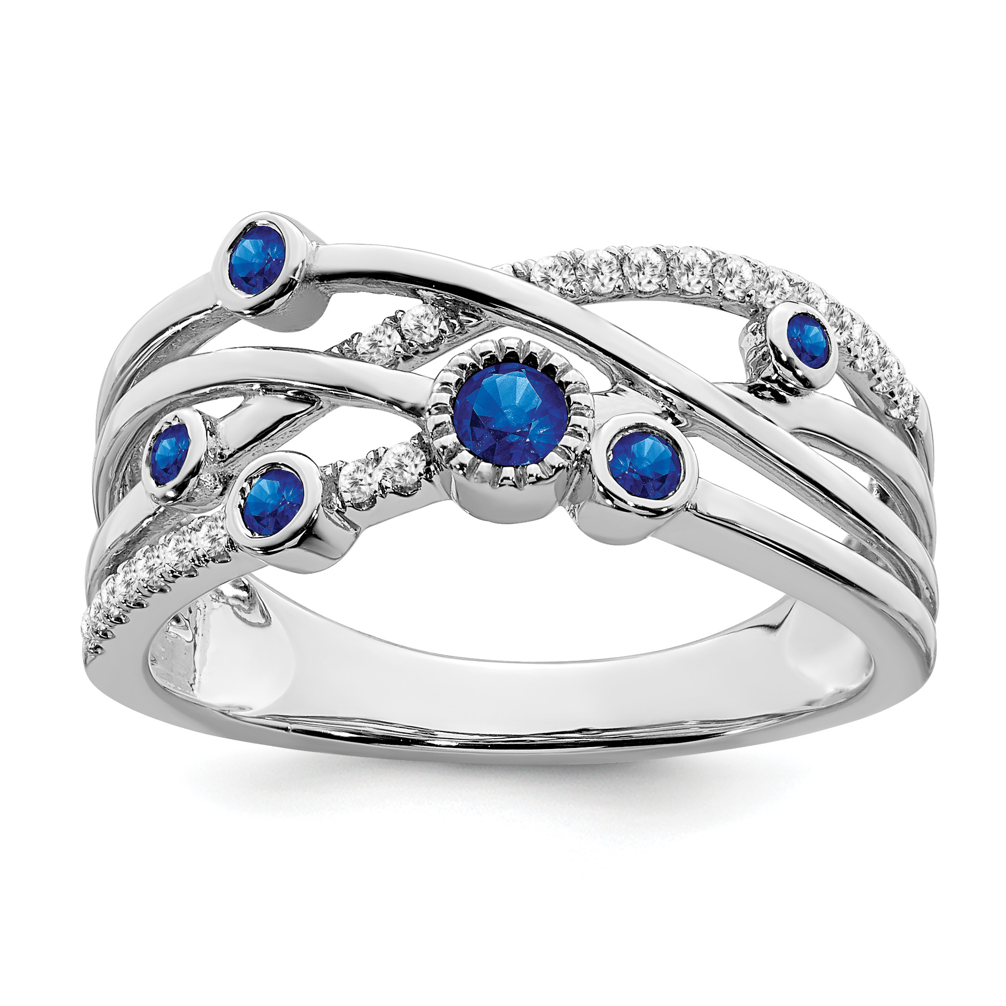 14k White Gold Sapphire and Diamond Ring (RM7453-SA-11-WA)