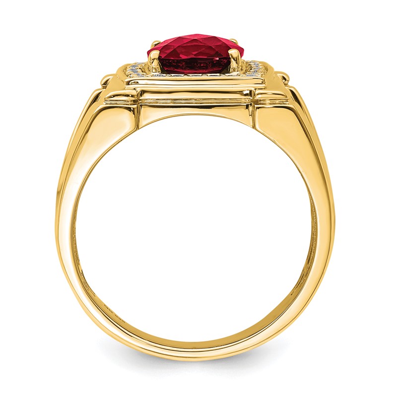 IBGoodman 14k 1/4 carat Lab Grown Diamond VS/SI+ G+ and Lab Created Ruby Men's Ring
