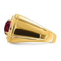 IBGoodman 14K Yellow Gold 0.25 Carat Lab Grown Diamond VS SI+ G+ and Lab Created Ruby Men's Ring view 3