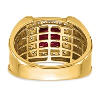 IBGoodman 14K Yellow Gold 0.25 Carat Lab Grown Diamond VS SI+ G+ and Lab Created Ruby Men's Ring view 5