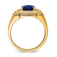 IBGoodman 14K Yellow Gold 0.25 Carat Lab Grown Diamond VS SI+ G+ and Lab Created Blue Sapphire Men's Ring view 2