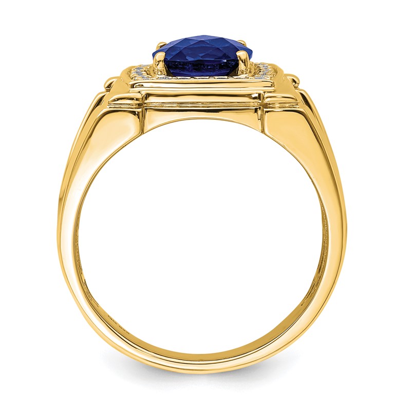 IBGoodman 14k 1/4 carat Lab Grown Diamond VS/SI+ G+ and Lab Created Blue Sapphire Men's Ring