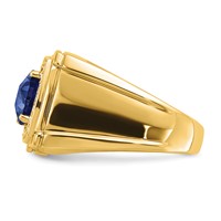 IBGoodman 14K Yellow Gold 0.25 Carat Lab Grown Diamond VS SI+ G+ and Lab Created Blue Sapphire Men's Ring view 3