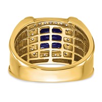 IBGoodman 14K Yellow Gold 0.25 Carat Lab Grown Diamond VS SI+ G+ and Lab Created Blue Sapphire Men's Ring view 5