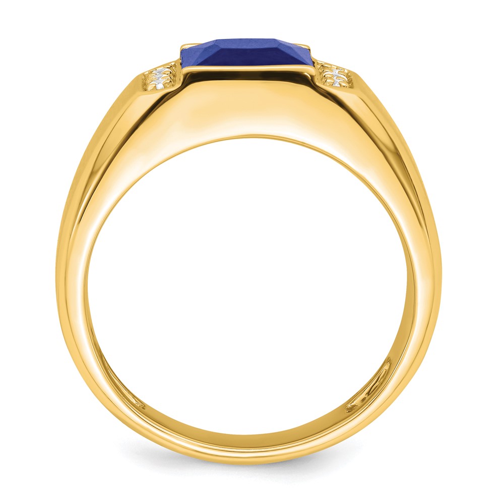14k Square Created Sapphire and Diamond Mens Ring (RM7462-CSA-012-YA)