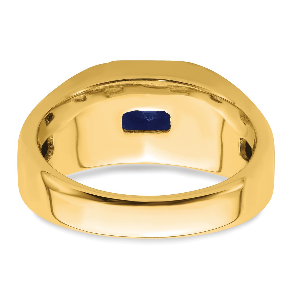 14k Square Created Sapphire and Diamond Mens Ring (RM7462-CSA-012-YA)
