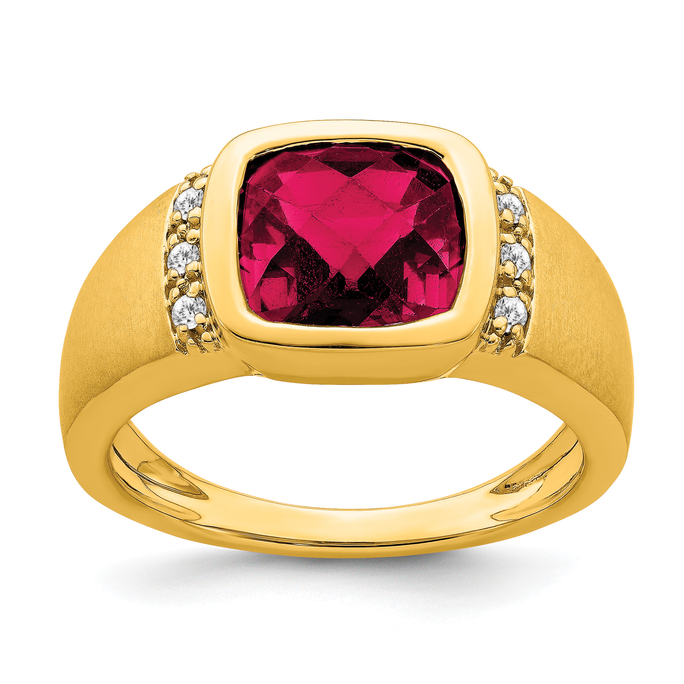 14k Created Ruby and Diamond Mens Ring (RM7463-CRU-009-YA)