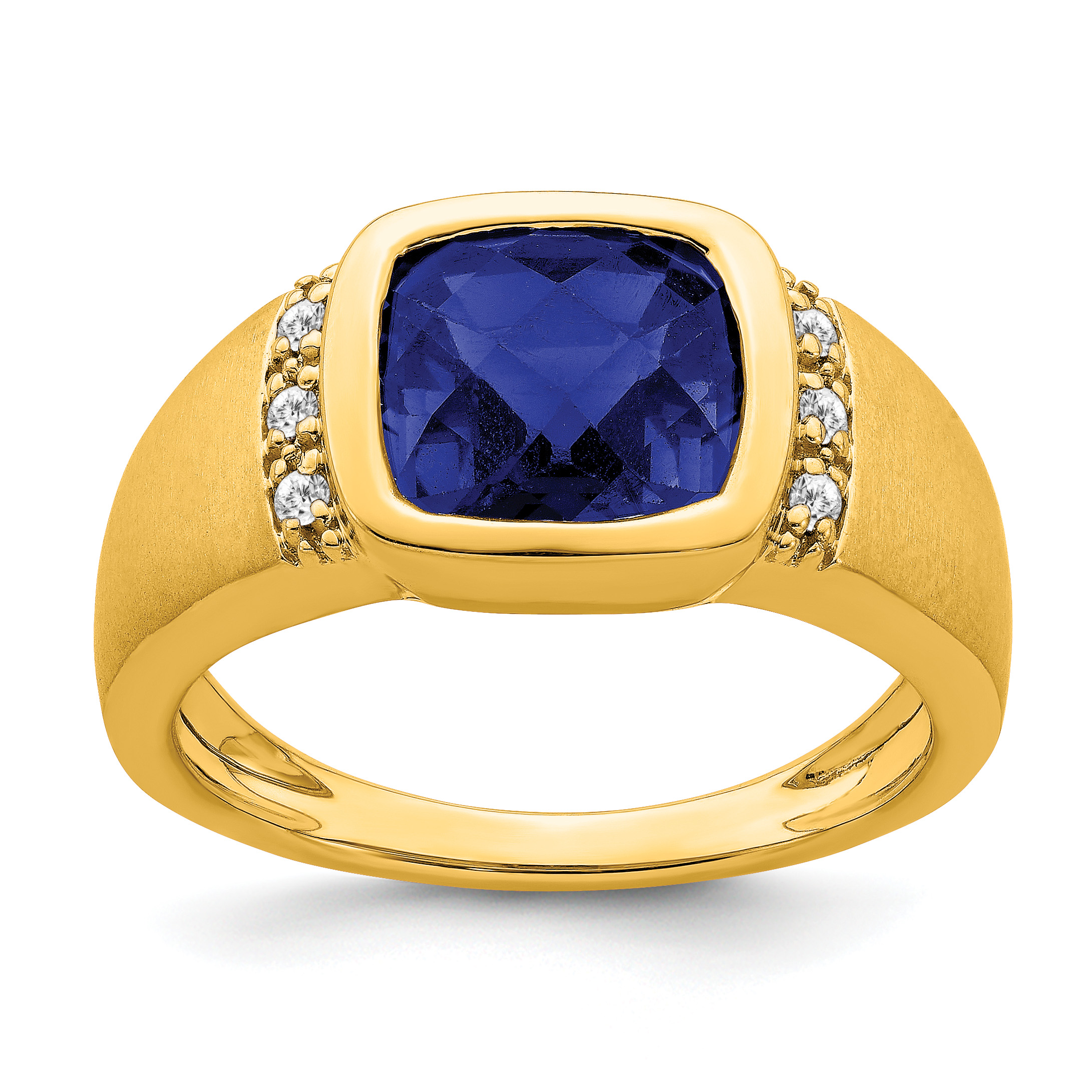 14k Created Sapphire and Diamond Mens Ring (RM7463-CSA-009-YA)