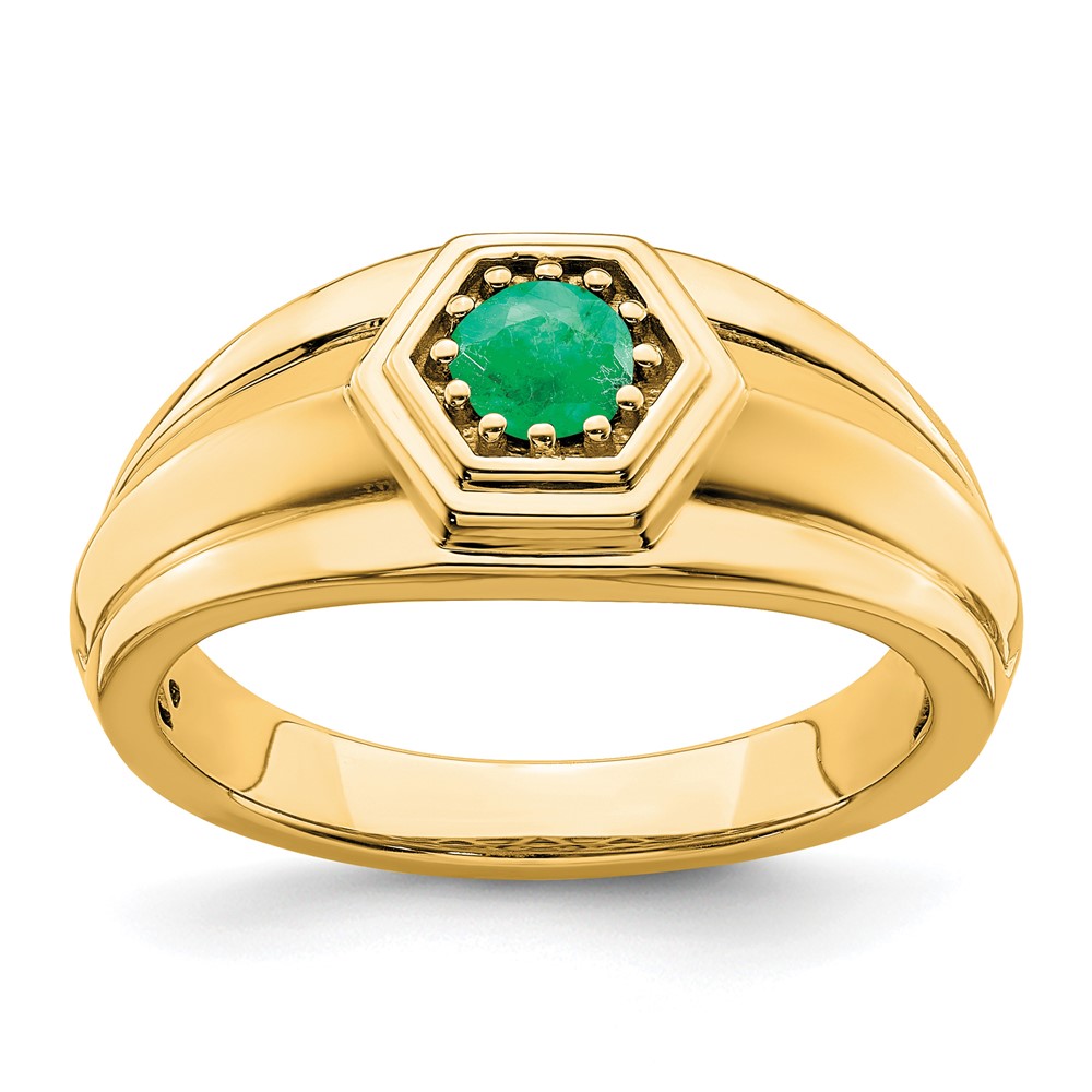 14k Emerald Mens Ring (RM7472-EM-Y)