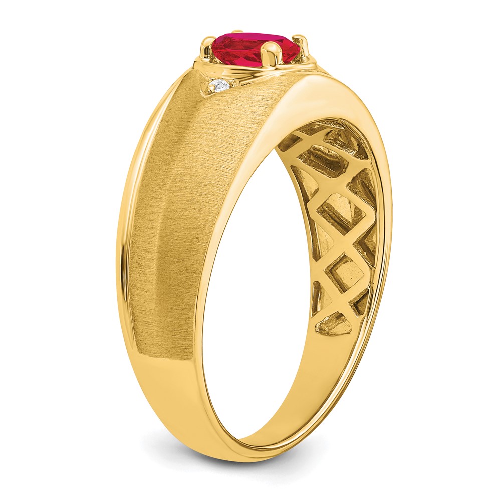 14k Oval Ruby and Diamond Mens Ring (RM7475-RU-002-YA)