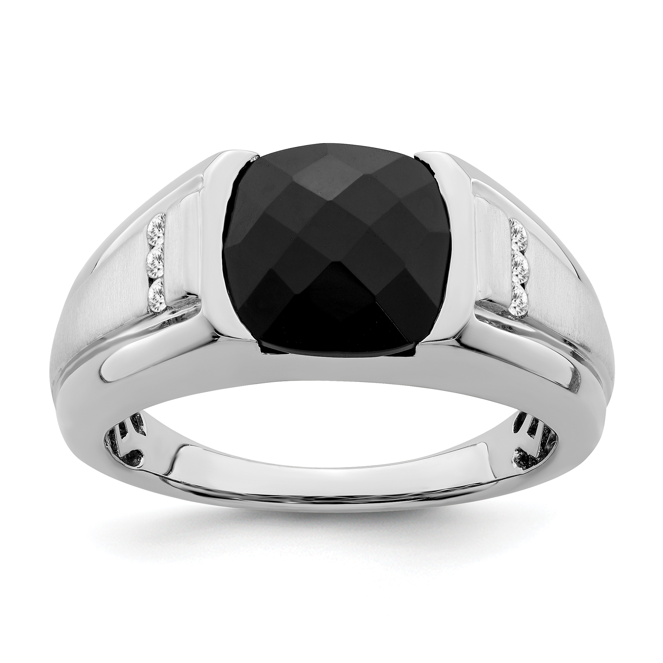 14k White Gold Onyx and Diamond Mens Ring (RM7476-OX-009-WA)