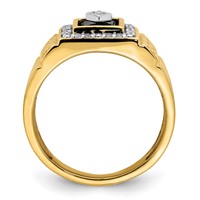 IBGoodman 14K Yellow Gold 0.20 Carat Lab Grown Diamond VS SI+ G+ and Onyx Greek Key Design Men's Ring view 2