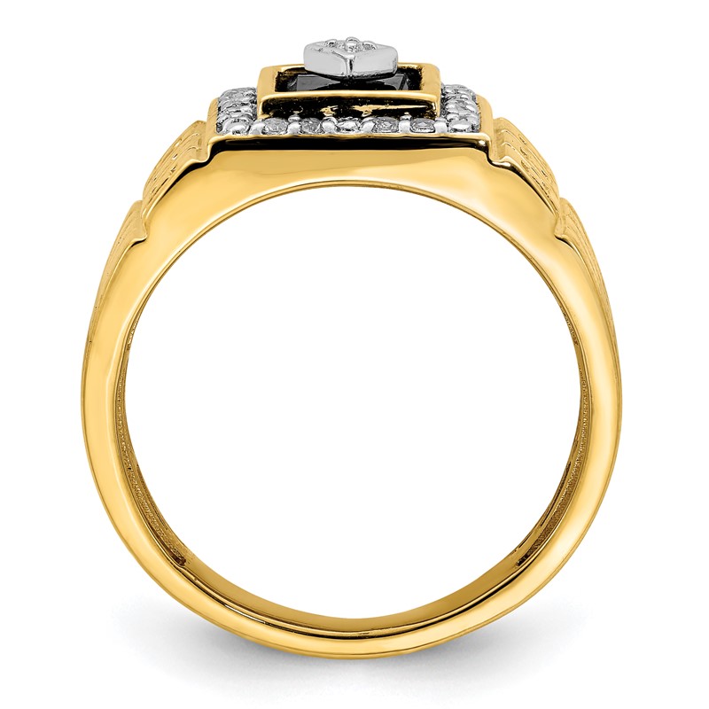IBGoodman 14k 1/5 carat Lab Grown Diamond VS/SI+ G+ and Onyx Greek Key Design Men's Ring