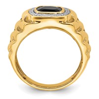 IBGoodman 14K Yellow Gold 0.25 Carat Lab Grown Diamond VS SI+ G+ and Onyx Textured Men's Ring view 2