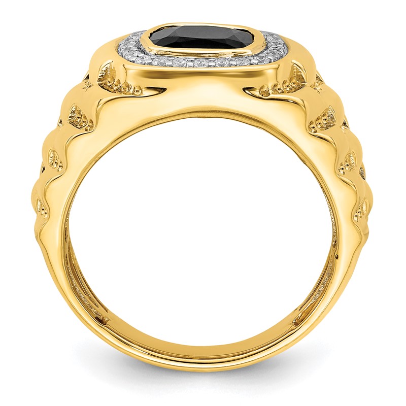 IBGoodman 14k 1/4 carat Lab Grown Diamond VS/SI+ G+ and Onyx Textured Men's Ring