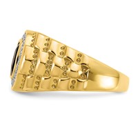IBGoodman 14K Yellow Gold 0.25 Carat Lab Grown Diamond VS SI+ G+ and Onyx Textured Men's Ring view 3