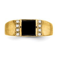IBGoodman 14K Yellow Gold 0.12 Carat Lab Grown Diamond VS SI+ G+ and Onyx Men's Ring view 4