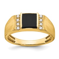 IBGoodman 14K Yellow Gold 0.12 Carat Lab Grown Diamond VS SI+ G+ and Onyx Men's Ring view 1