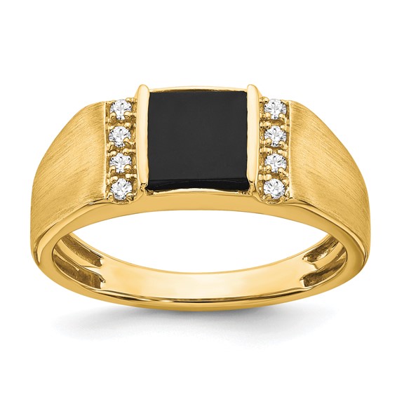 IBGoodman 14k 1/8 carat Lab Grown Diamond VS/SI+ G+ and Onyx Men's Ring